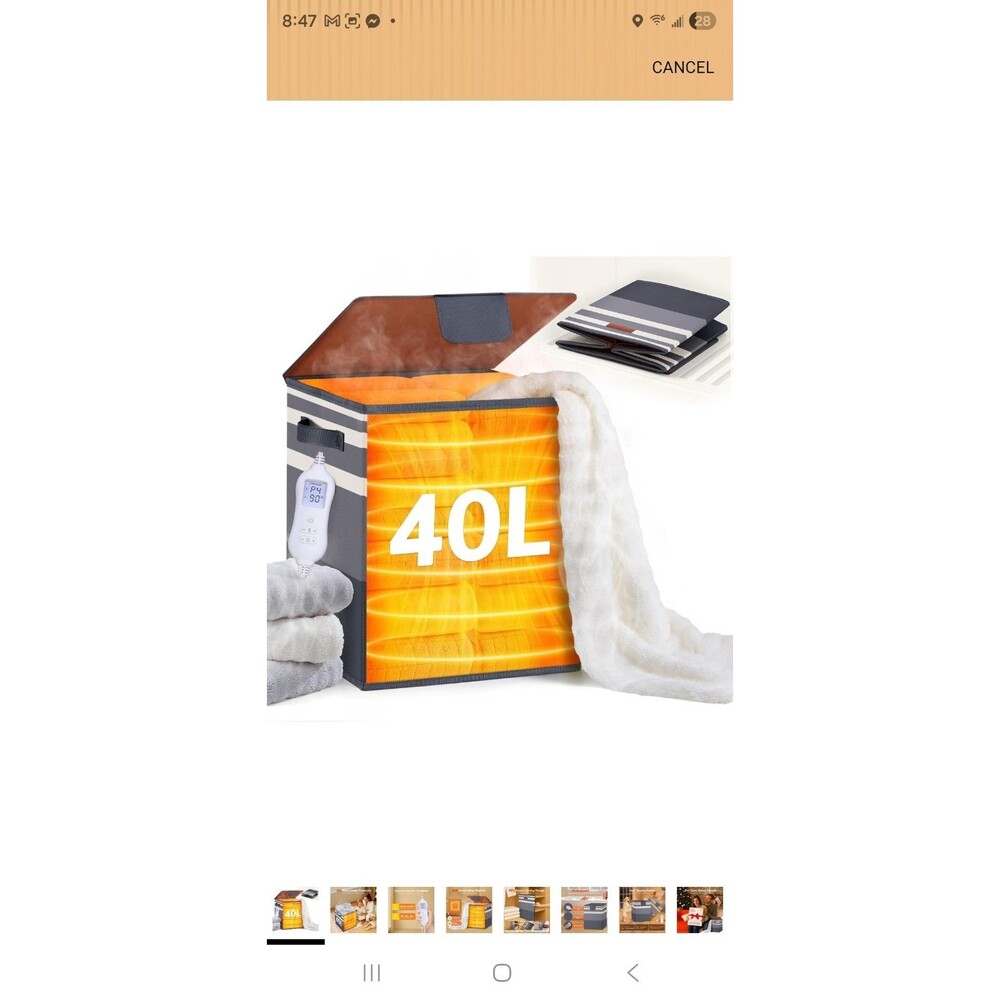 Foldable Towel Warmer 40L Lg Capacity for Oversized Towels, Robes & Blankets SPA